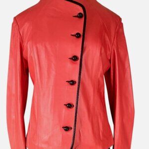 NWT Womens Ottimo Komono Red Leather Jacket Coat Sz Large EU 42 $499 MSRP